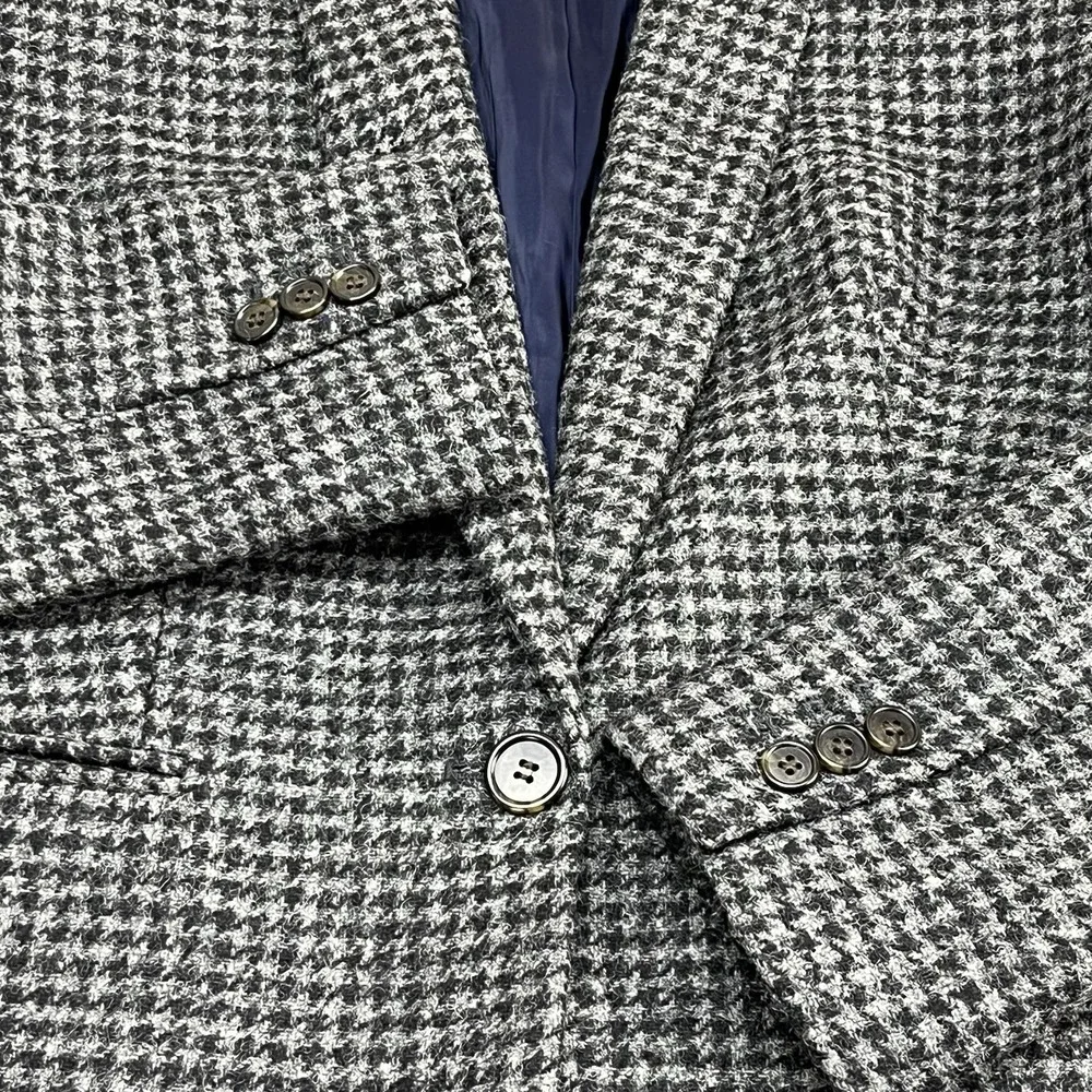J. Crew Blazer Parke‎ Womens size 6 Wool in Houndstooth Slate Grey Black Lined